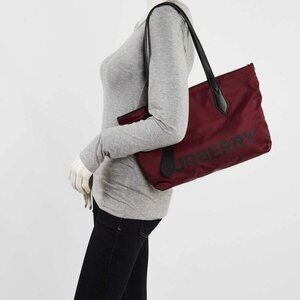 Burberry Burgundy/Black Eco Nylon Small Tote Bag